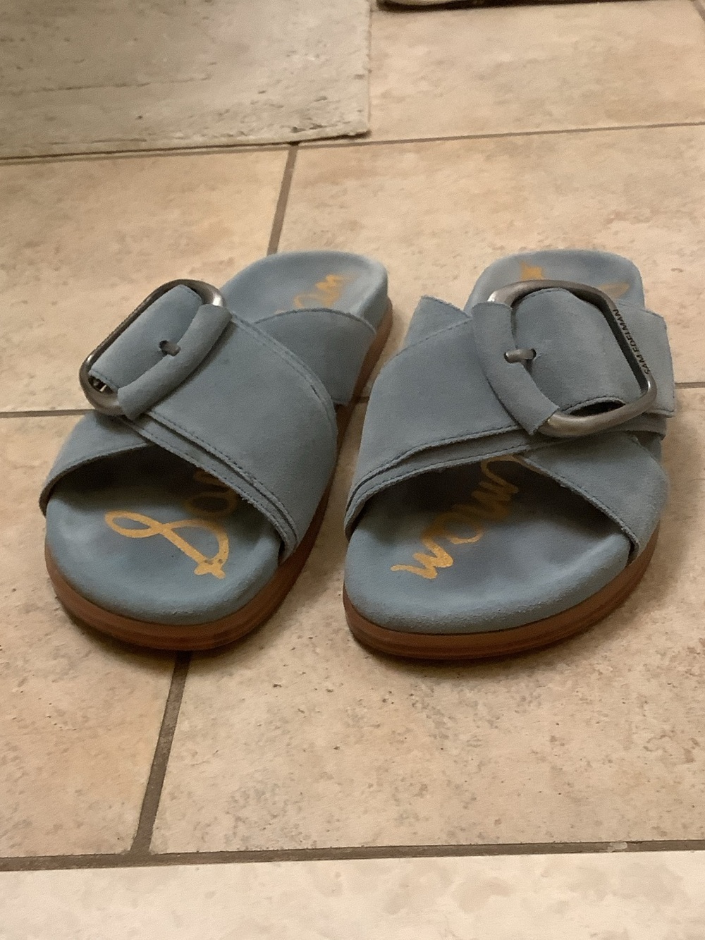 Sam Edelman blue suede comfort slides sandals, size 8 - Picture 4 of 6